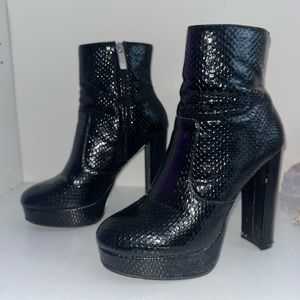 ALDO Patent Black Ankle Boots (Size 6)